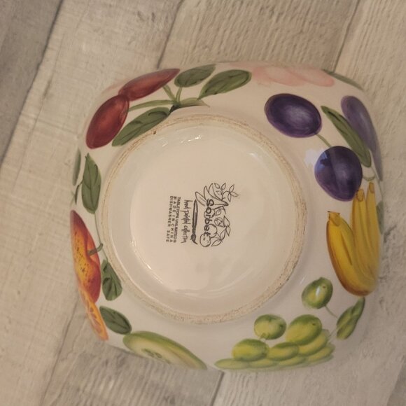 Tabletops Unlimited Sorbet Tropical Fruit Bowl Hand-Painted Ceramic With Cherry - Picture 5 of 6